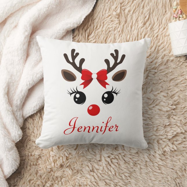 Personlig Reindeer Jul Pillow Kudde (Filt)