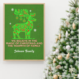 Personlig Reindeer Magic Family jul Poster