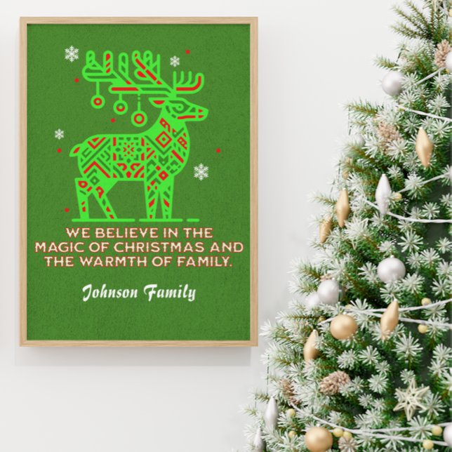Personlig Reindeer Magic Family jul Poster (Skapare uppladdad)
