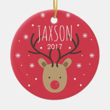 Personlig Reindeer Porcelain jul Ornament