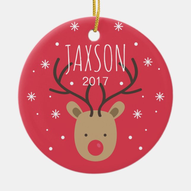Personlig Reindeer Porcelain jul Ornament (Framsidan)