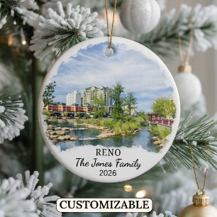 Personlig Reno-ornament, Anpassad Nevada-statssmyc Julgransprydnad Keramik