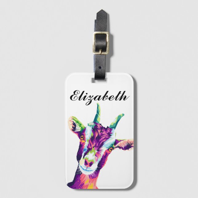 Personlig - resagetagg för färgat getbeslag bagagebricka (Framsida vertikal)