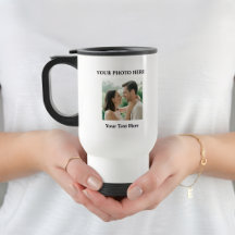 Personlig resemugg med foto och text