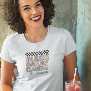 Personlig Retro 4:e Klass Lärare T Shirt