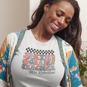 Personlig Retro 6e Klass Lärare T Shirt