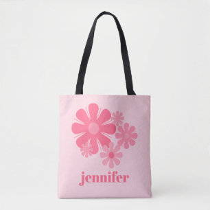 Personlig Retro Aesthetic Blommigt Rosa Tygkasse