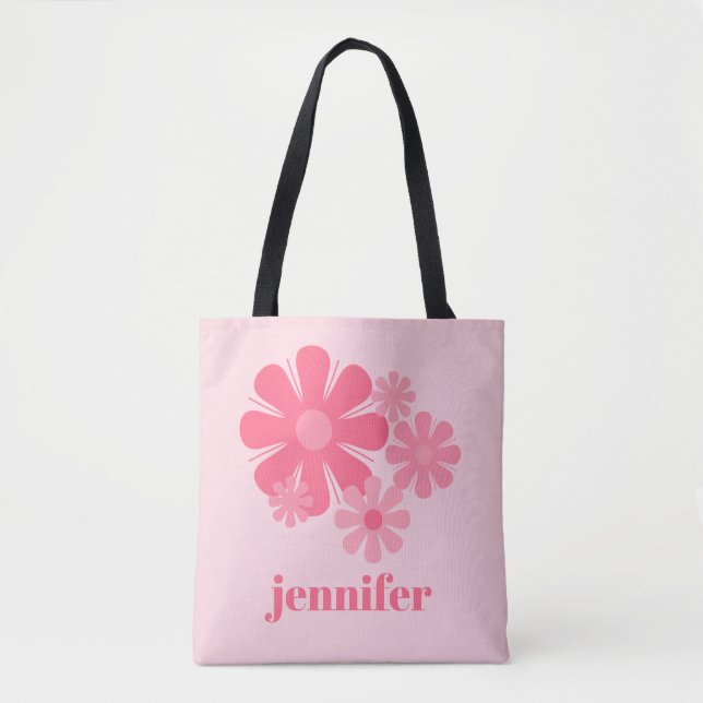 Personlig Retro Aesthetic Blommigt Rosa Tygkasse (Framsida)