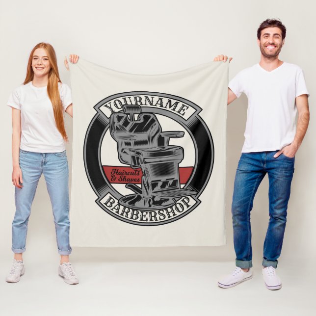 Personlig Retro BarberShop Barber Ordförande Salon Fleecefilt (På plats)