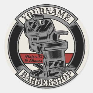 Personlig Retro BarberShop Barber Ordförande Salon Runt Klistermärke