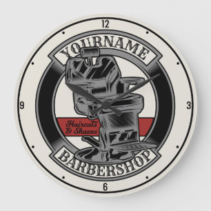 Personlig Retro BarberShop Barber Ordförande Salon Stor Klocka