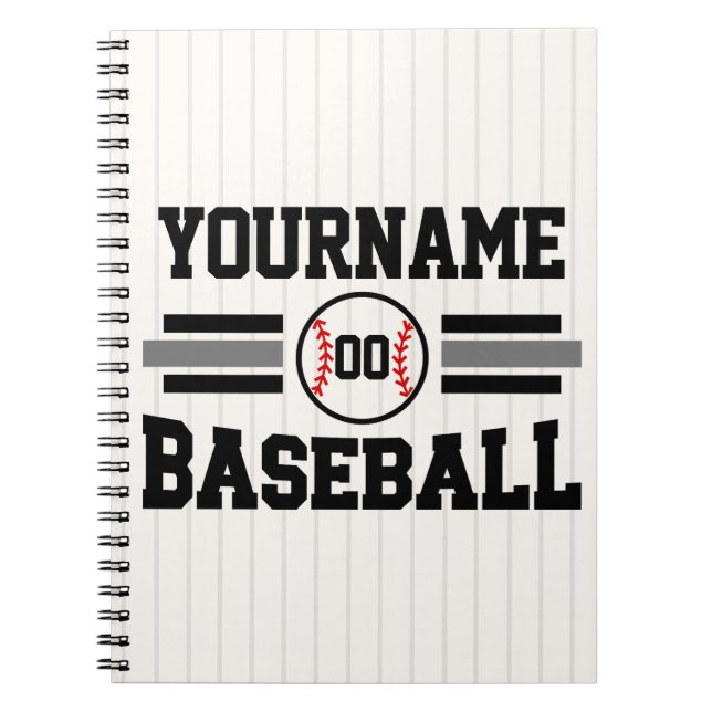 Personlig Retro Baseball Player NAMN Team Anteckningsbok (Framsidan)