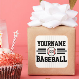 Personlig Retro Baseball Player NAMN Team Fyrkantigt Klistermärke