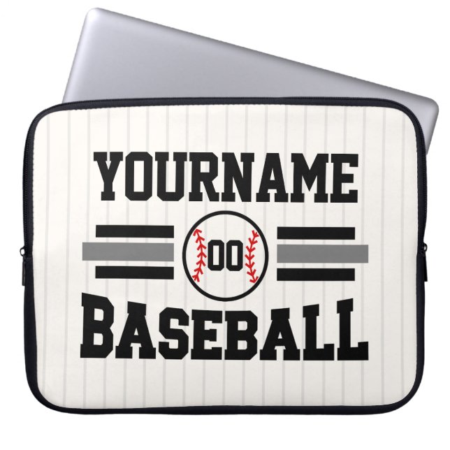 Personlig Retro Baseball Player NAMN Team Laptop Fodral (Framsidan)