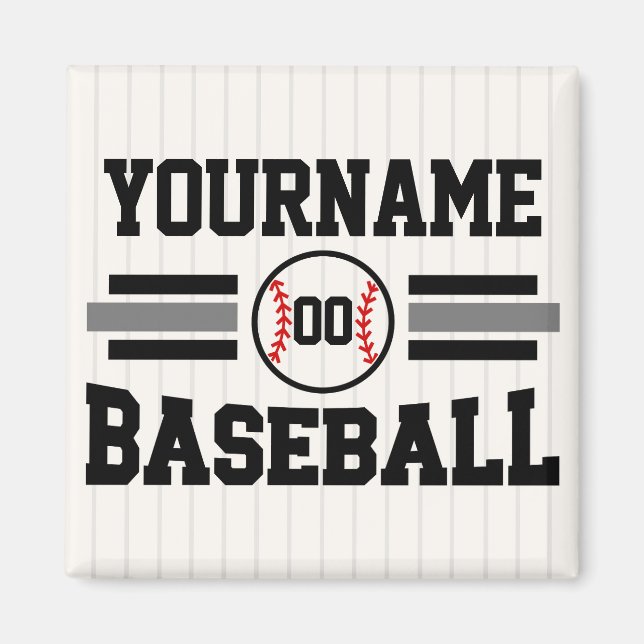 Personlig Retro Baseball Player NAMN Team Magnet (Framsidan)