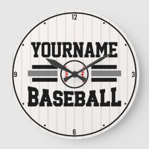 Personlig Retro Baseball Player NAMN Team Stor Klocka