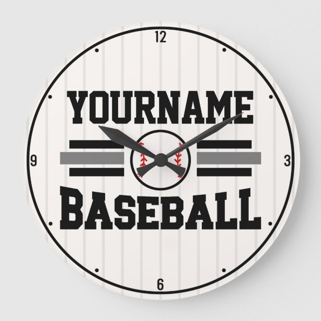 Personlig Retro Baseball Player NAMN Team Stor Klocka (Framsida)