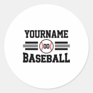 Personlig Retro Basebollspelare Namn Lag T-Shirt Runt Klistermärke