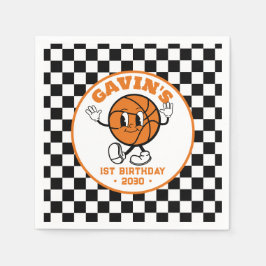 Personlig Retro Basketball Födelsedagsfest Cute Pappersservett