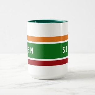 Personlig Retro bensinstation namn kaffegåva Mugg