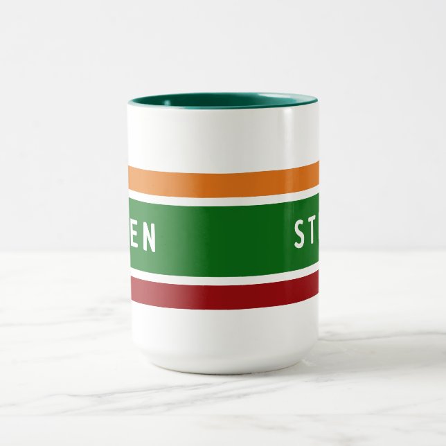 Personlig Retro bensinstation namn kaffegåva Mugg (Center)