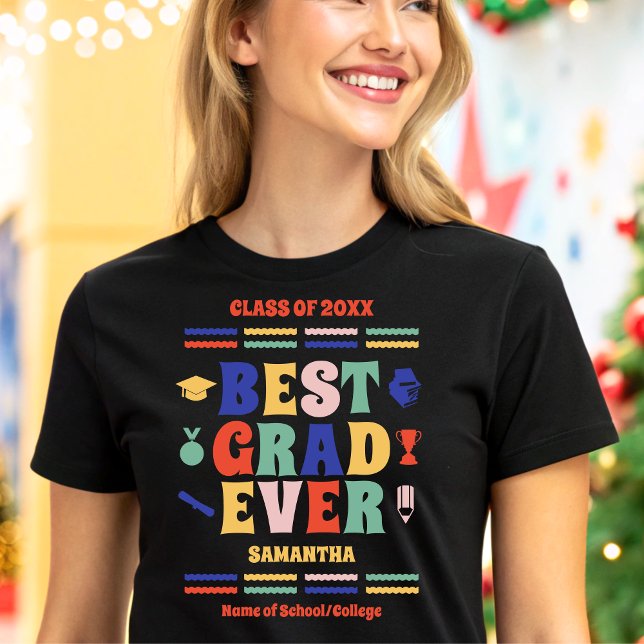 Personlig Retro Best Grad Studenten T Shirt (Skapare uppladdad)