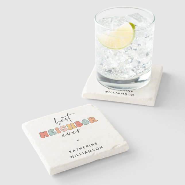 Personlig Retro Best granne någonsin cute Stenunderlägg (Sidan)