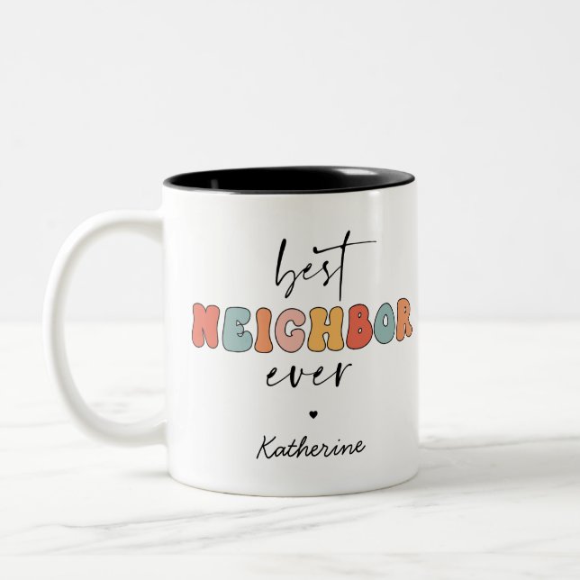Personlig Retro Best granne någonsin cute Två-Tonad Mugg (Vänster)