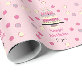 Personlig Retro Birthday Cake Candles Cute Rosa Presentpapper