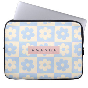 Personlig Retro Blå Tusenskönas Pastell Färg Blomm Laptop Fodral