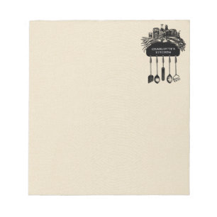 Personlig Retro Black Cream Kitchen Anteckningsblock