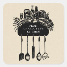 Personlig Retro Black Cream Kitchen-etikett