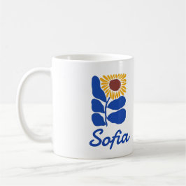 Personlig Retro Blomma Tusenskönas Anpassat Namn P Kaffemugg