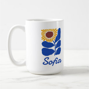 Personlig Retro Blomma Tusenskönas Anpassat Namn P Kaffemugg