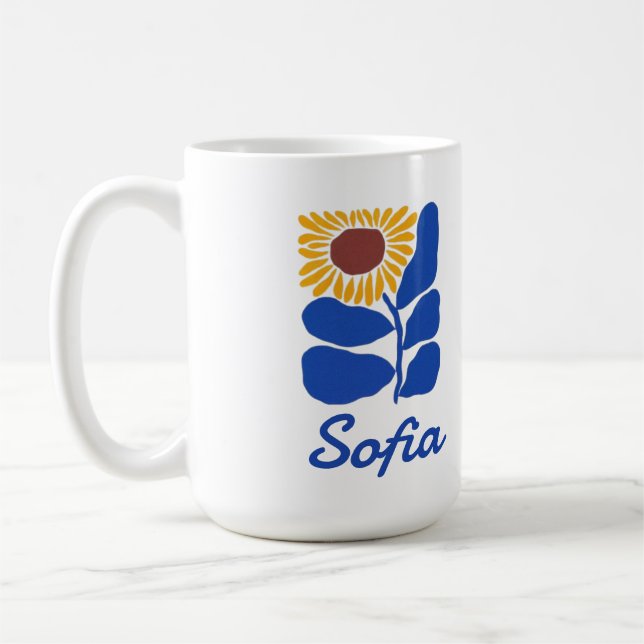 Personlig Retro Blomma Tusenskönas Anpassat Namn P Kaffemugg (Vänster)