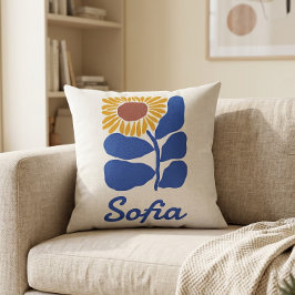 Personlig Retro Blomma Tusenskönas Anpassat Namn P Kudde