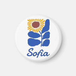 Personlig Retro Blomma Tusenskönas Anpassat Namn P Magnet