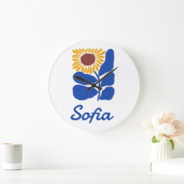 Personlig Retro Blomma Tusenskönas Anpassat Namn P Stor Klocka