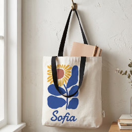 Personlig Retro Blomma Tusenskönas Anpassat Namn P Tygkasse
