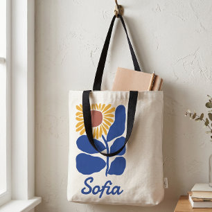 Personlig Retro Blomma Tusenskönas Anpassat Namn P Tygkasse