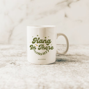 Personlig Retro Blommig 'Häng kvar' Citat Kaffemugg