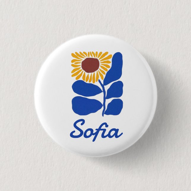 Personlig Retro Blommig Tusenskönas Present med Eg Knapp (Framsida)