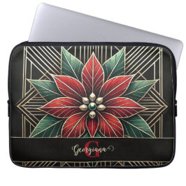 Personlig Retro Blommigt Art Deco Poinsettia Laptop Fodral