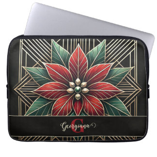 Personlig Retro Blommigt Art Deco Poinsettia Laptop Fodral
