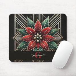 Personlig Retro Blommigt Art Deco Poinsettia Musmatta