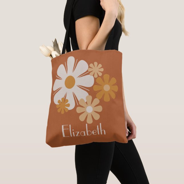 Personlig Retro Blommigt Boho Tygkasse (Närbild)