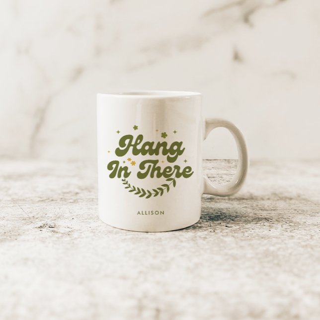Personlig Retro-Blommigten 'Häng där'-offert Kaffemugg (Skapare uppladdad)