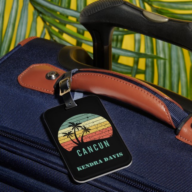 Personlig Retro Cancun Souvenir Bagagebricka (Framsida Insitu 1)