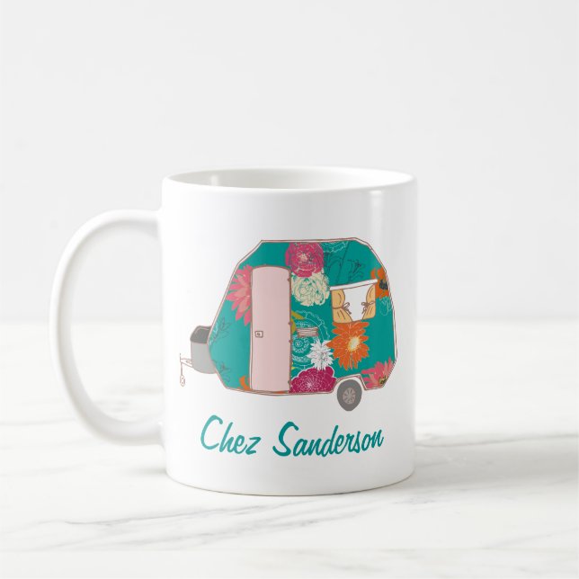 Personlig Retro Caravan Art Mugg (Vänster)