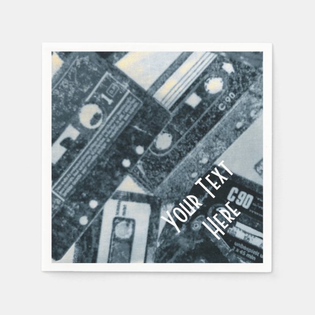 Personlig Retro Cassette Tapes Napkins Pappersservett (Framsidan)